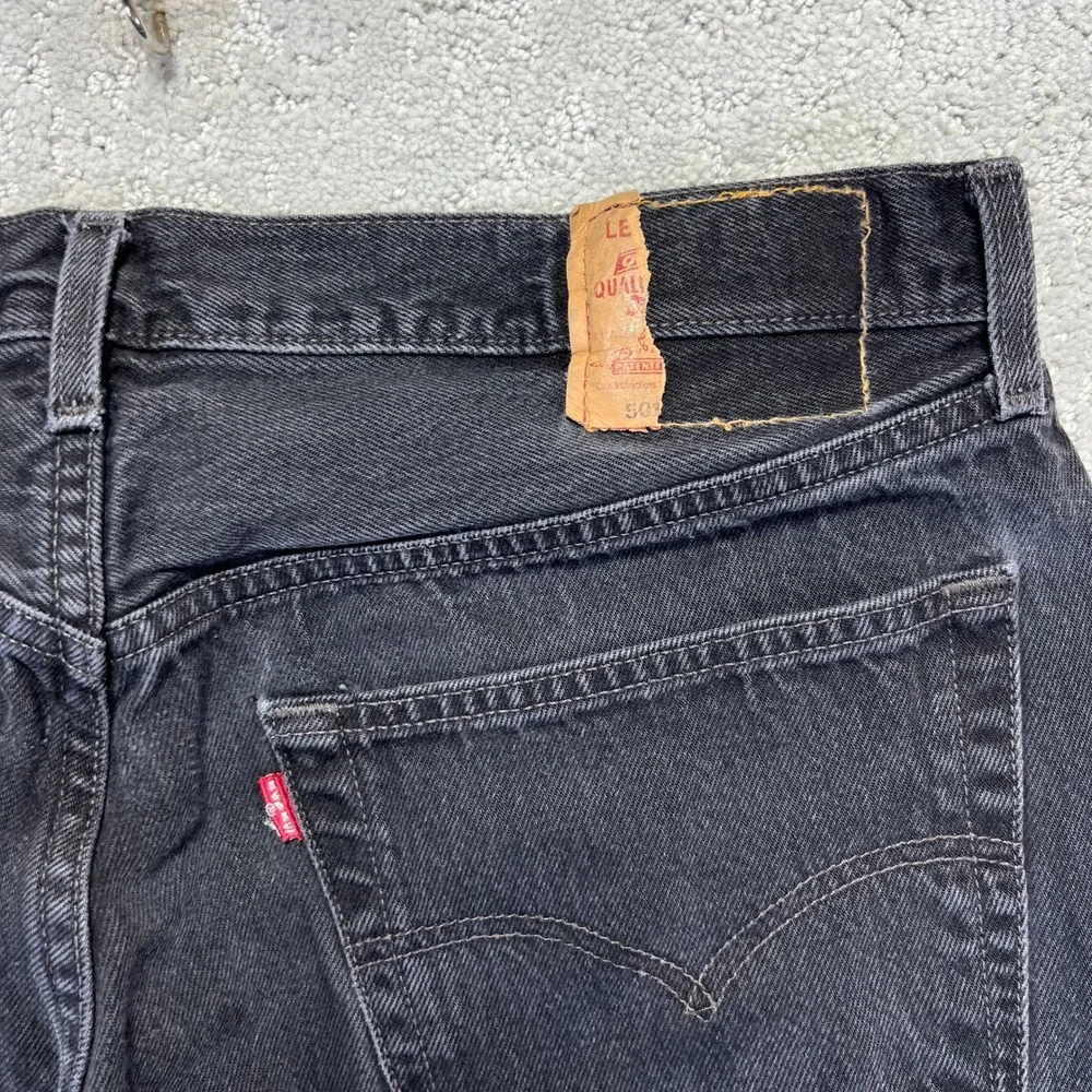 VINTAGE 90 Levis 501 Jeans 38x32 Black Straight Leg Button Fly 36x30 Act. Mexico